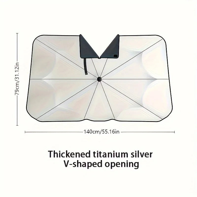 Foldable Car Windshield Sunshade 140×79cm | UV Heat Shield