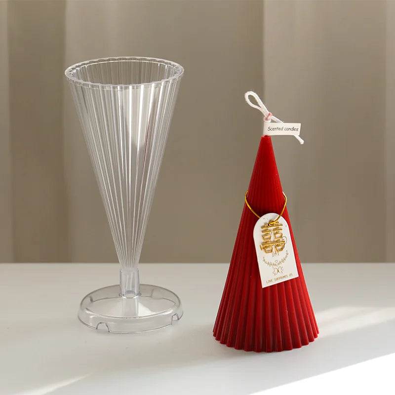 Striped Conical Acrylic Candle Mold – DIY Candle Making Tool
