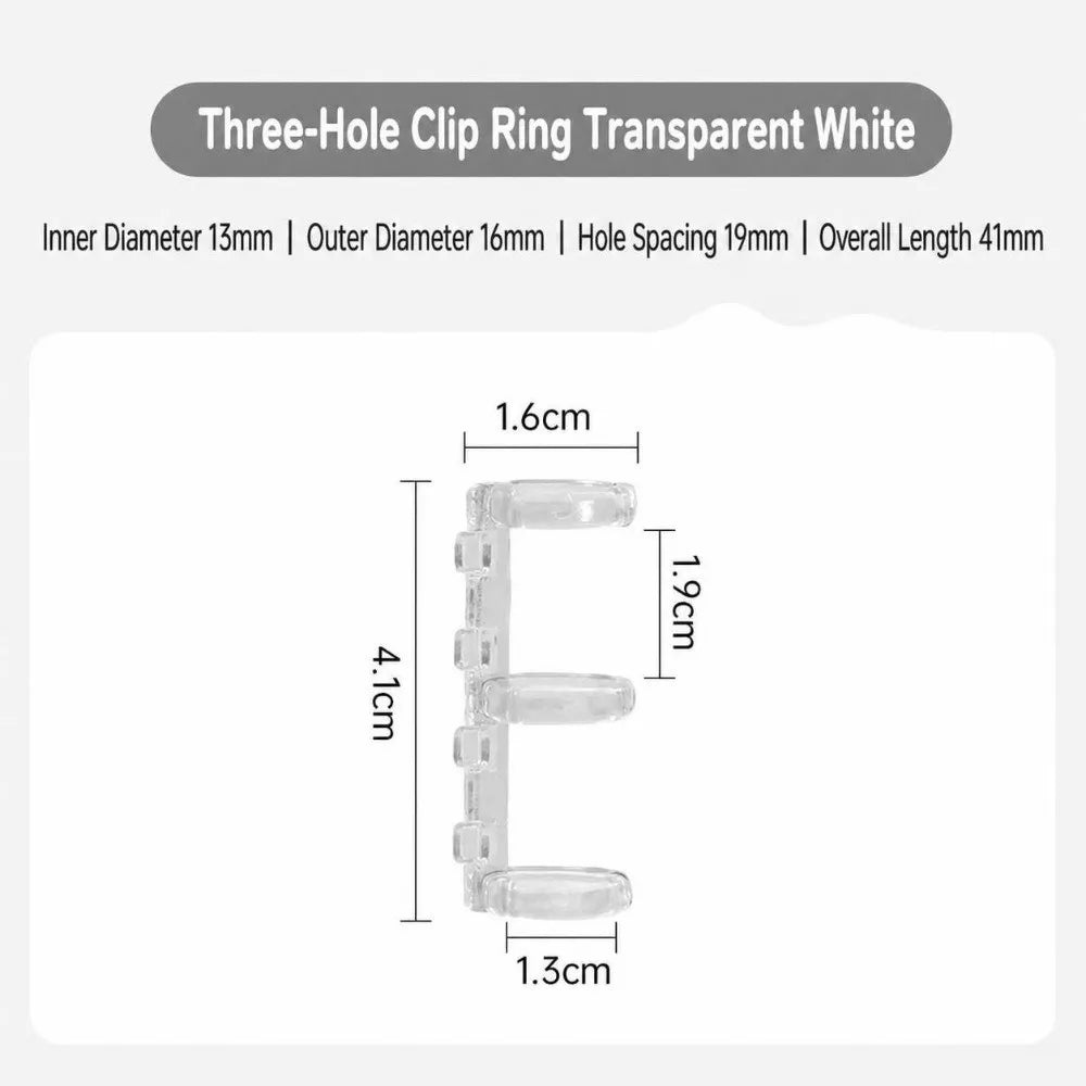 Transparent 3-Hole Plastic Loose Leaf Binder Rings – 7 Colors