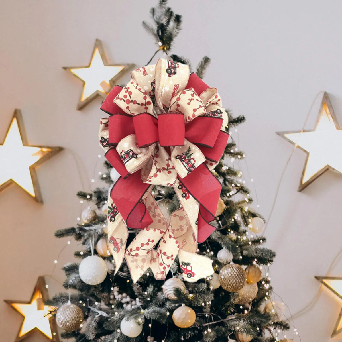 Large Christmas Tree Topper Bow – Wreath & Door Xmas Decor
