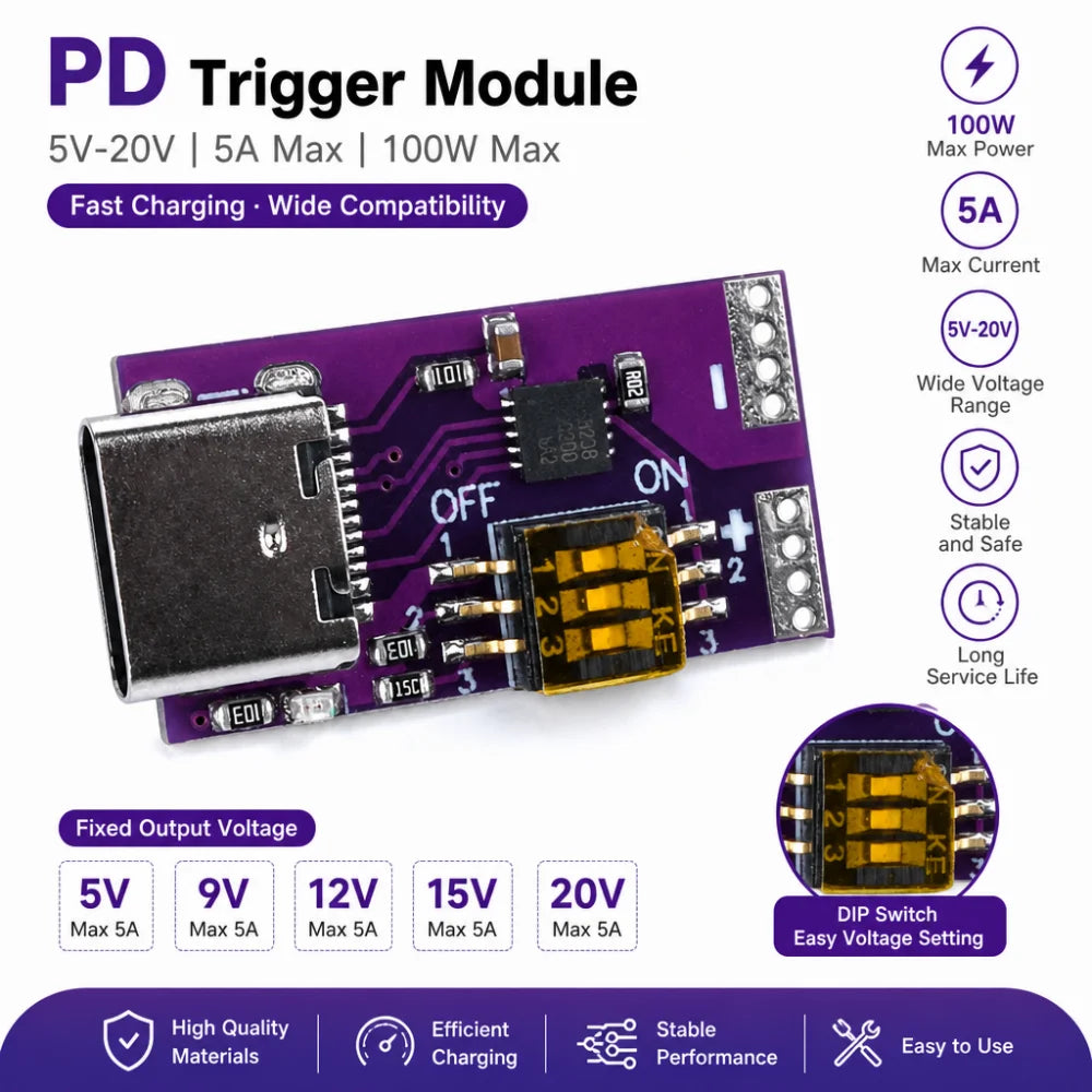 PD 100W Fast Charging Module Type-C 5V–20V 5A Simulator