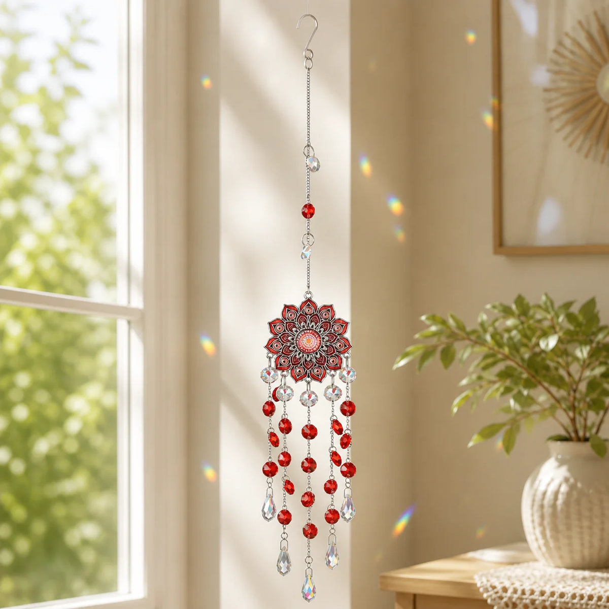 Crystal Sun Catcher Floral Rainbow Prism Pendant – 4 Colors