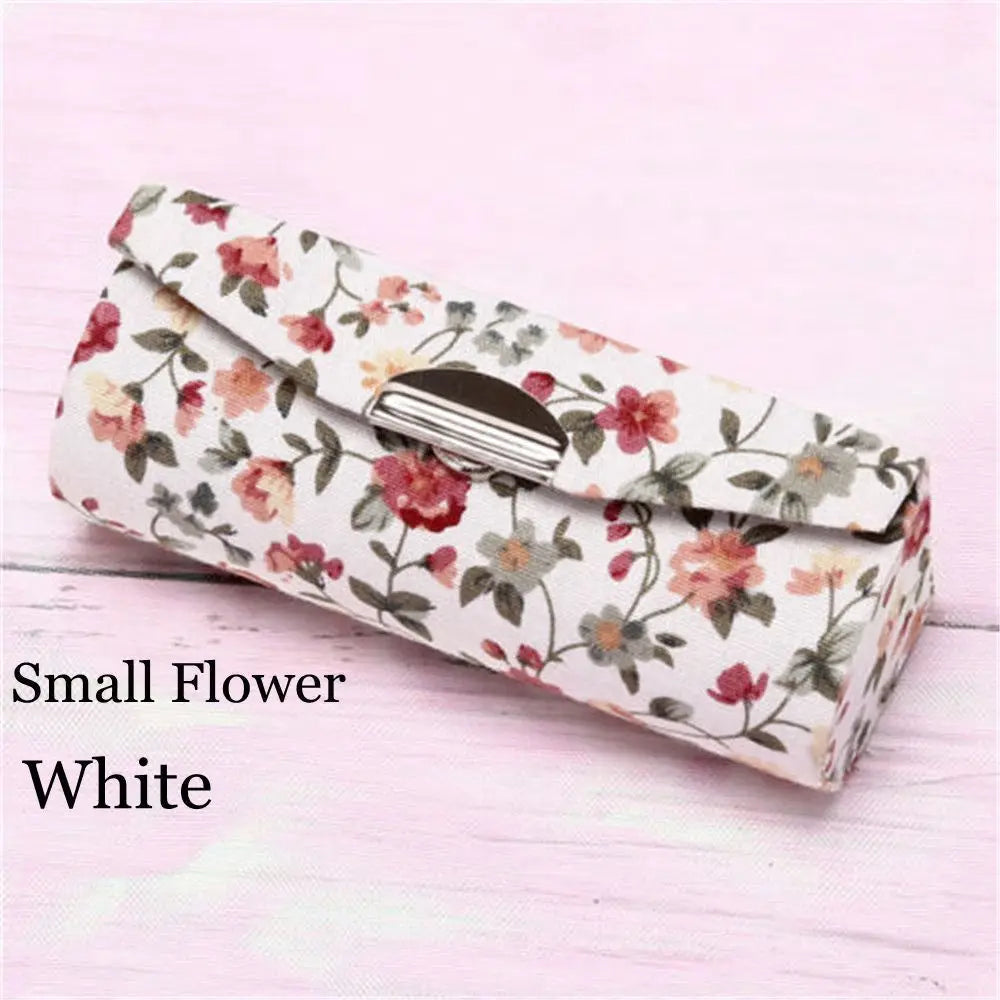 Retro Embroidered Flower Lipstick Case with Mirror | Jewelry Box