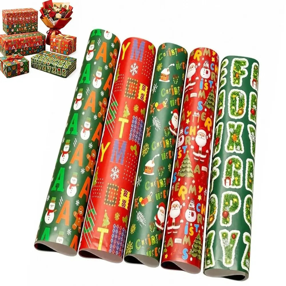 2-Pack Large Christmas Wrapping Paper Sheets – Santa & Tree
