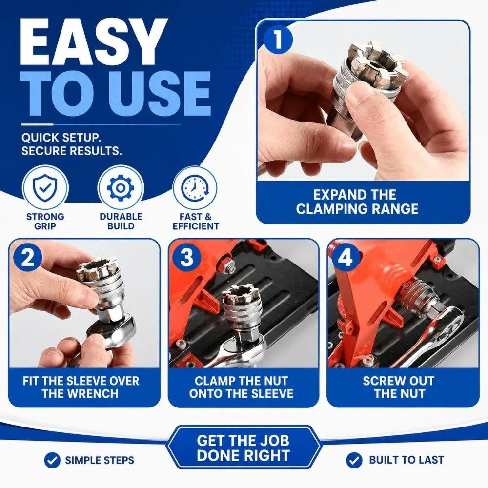 Universal Socket Wrench Set 10–19mm | 3/8" Drill Adapter