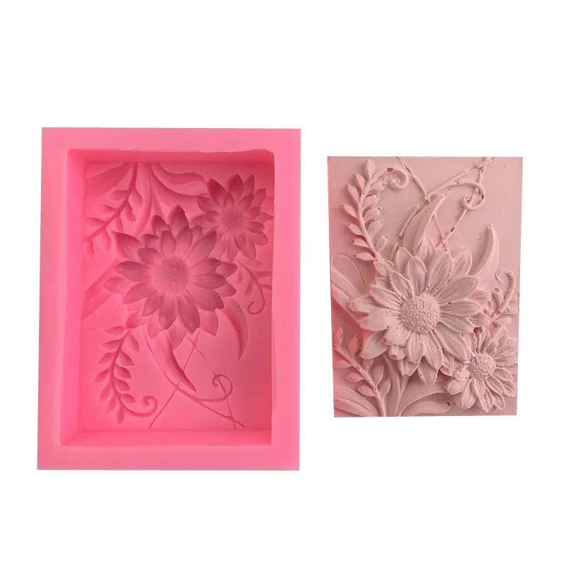 3D Flower Silicone Soap Mold – Rose & Chrysanthemum DIY Kit