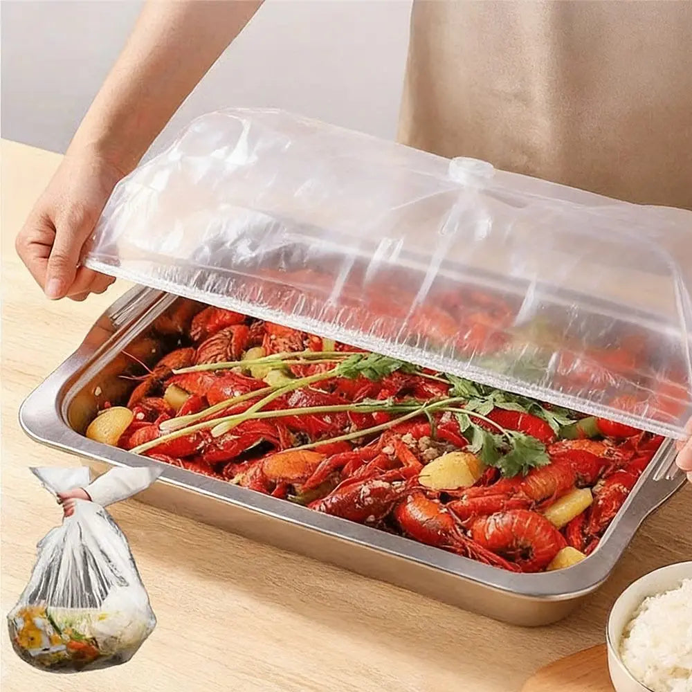 50-Pack Elastic Transparent Food Covers – Stretch Wrap Bags