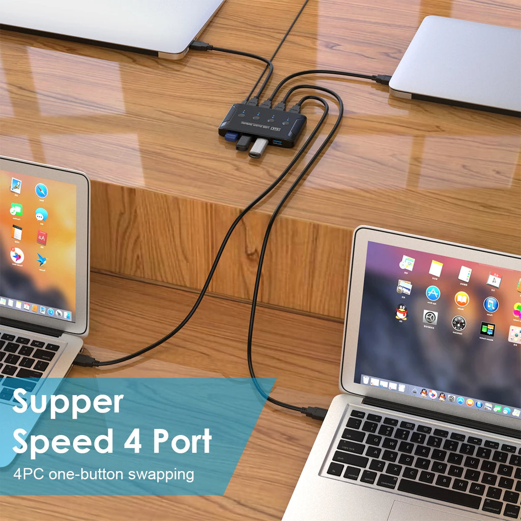 OULLX 4x4 KVM Switch USB 3.0/2.0 – 4 Port Sharing Hub