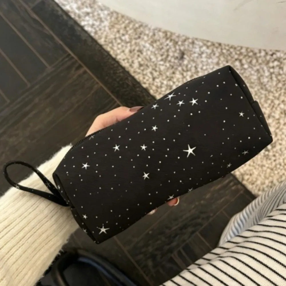 Star Print Angel Wing Pencil Case | Large Canvas Pen Bag