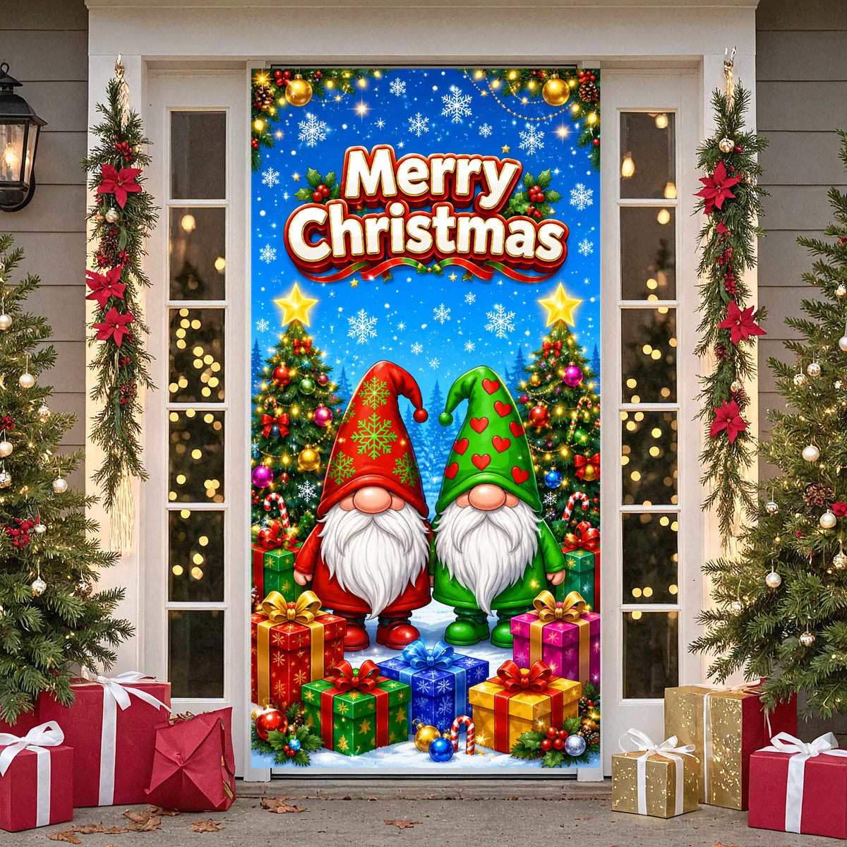 Merry Christmas Banner – Gnome & Snowflake Holiday Decor
