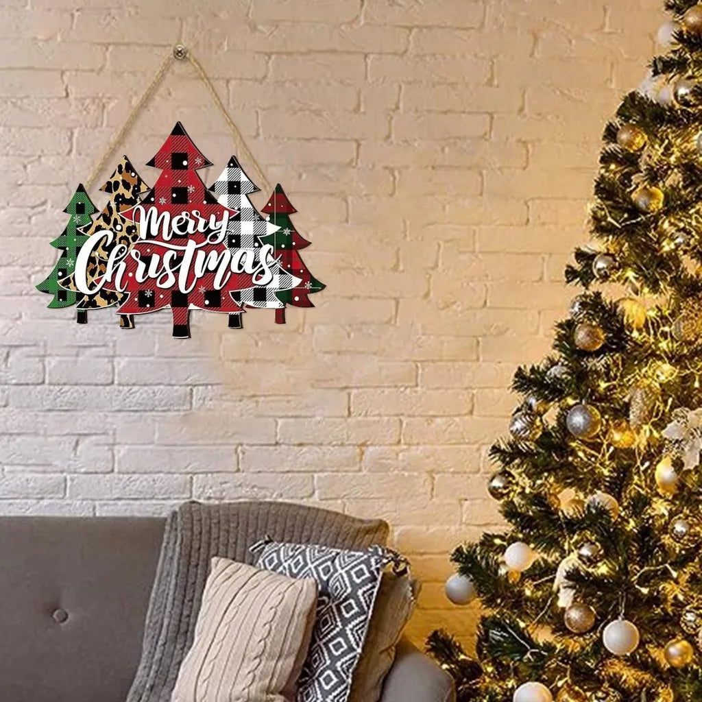Wooden Christmas Tree Hanging Ornament | Holiday Wall Décor