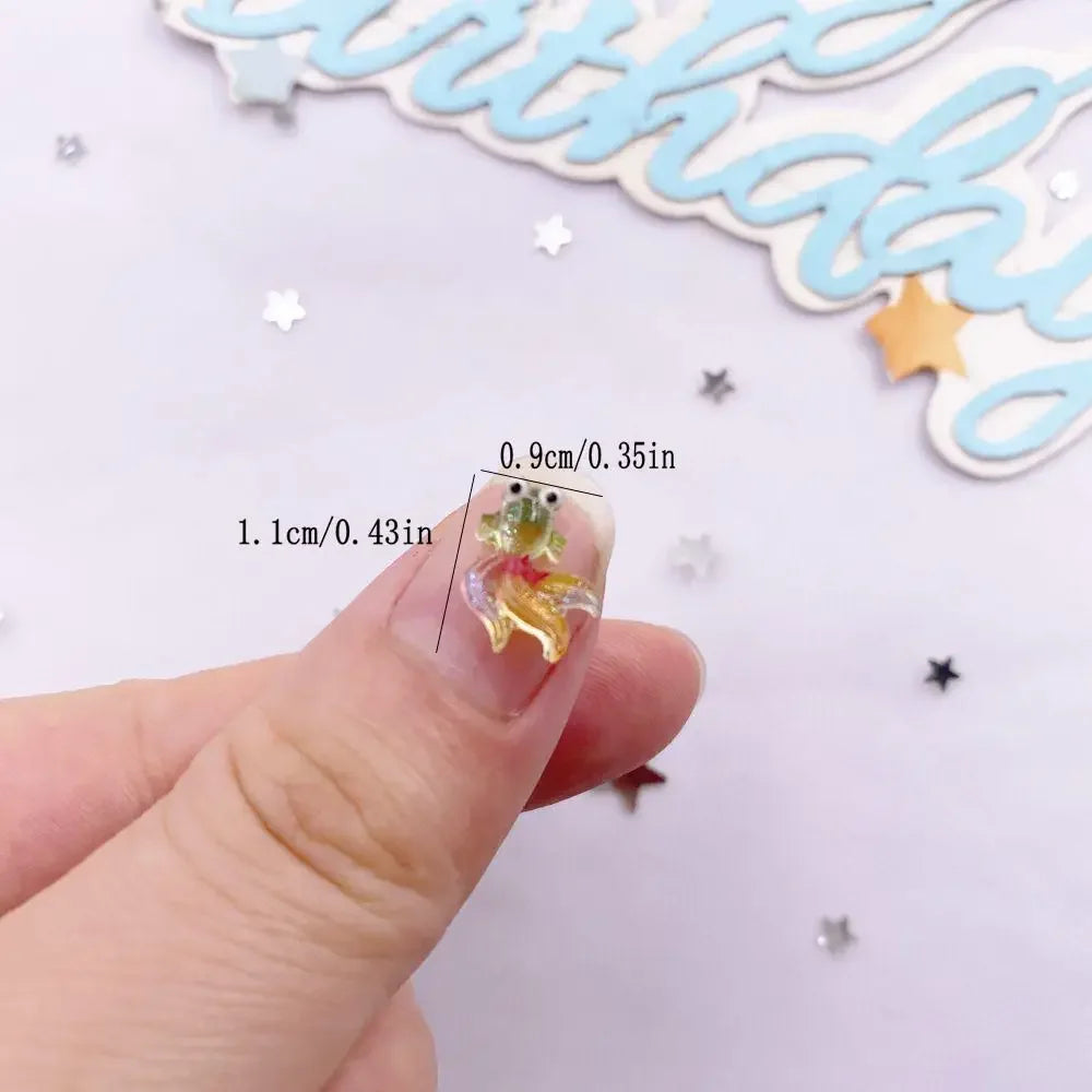 50pcs Resin Glitter Goldfish Flatback Charms – Nail Art & Crafts