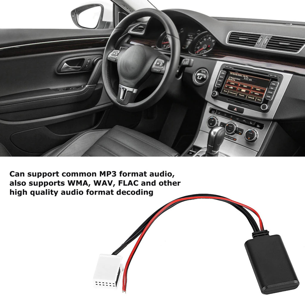 12V 12-Pin Bluetooth AUX Adapter for RCD 200 300 500 510 Radio