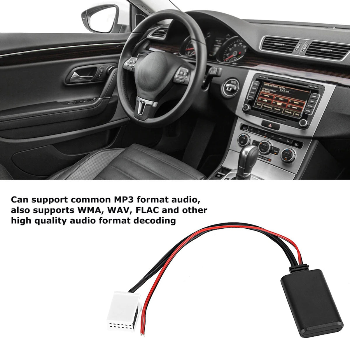 12V 12-Pin Bluetooth AUX Adapter for RCD 200 300 500 510 Radio
