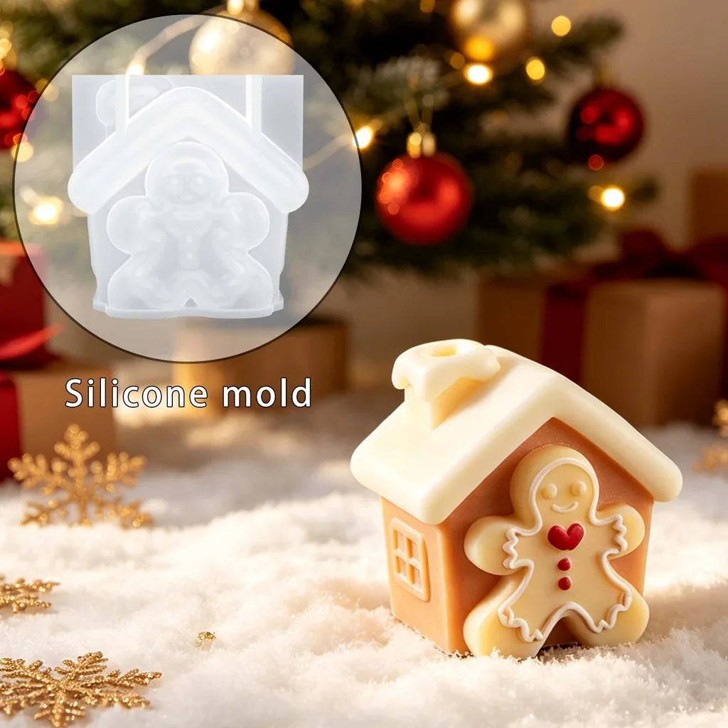 3D Gingerbread House Silicone Mold – Christmas Candle Craft