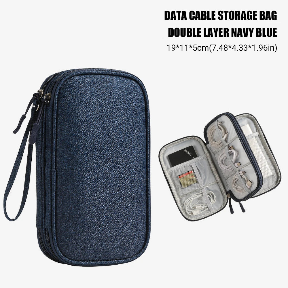 Waterproof Travel Cable Organizer Bag | Double Layer Carry Case