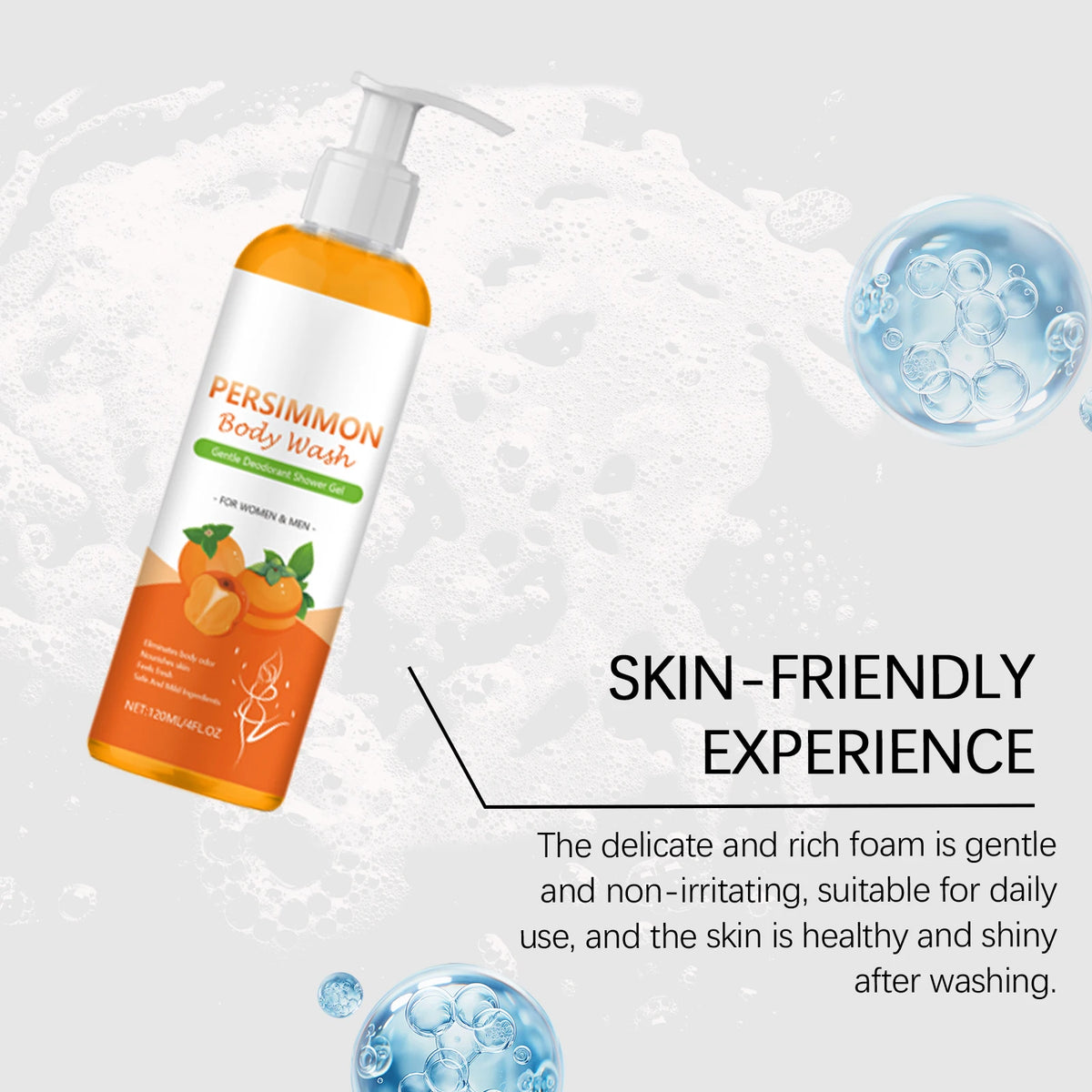 Persimmon & Orange Shower Gel – Oil-Balancing Body Wash 120ml