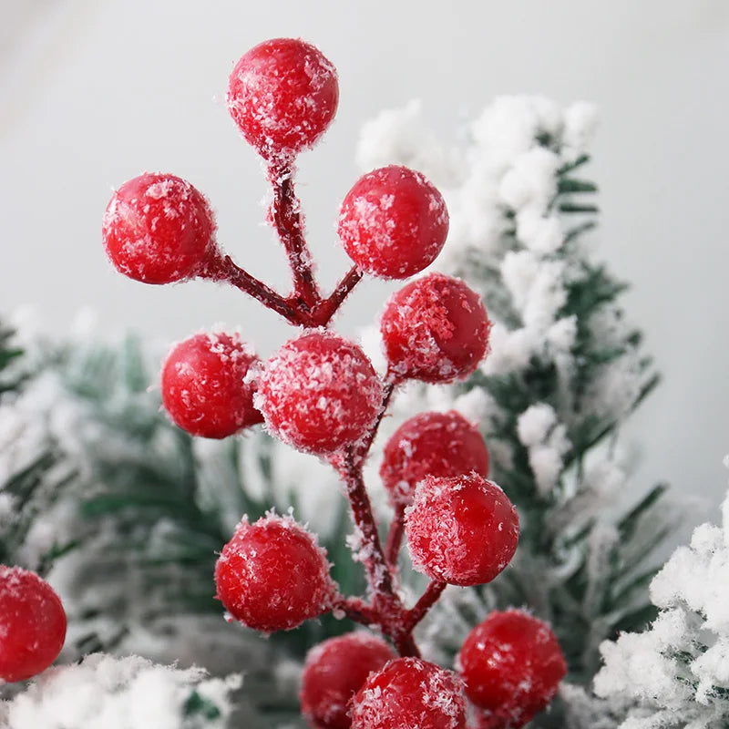 Frosted Artificial Berry Stems Christmas Decor – 10 Pack