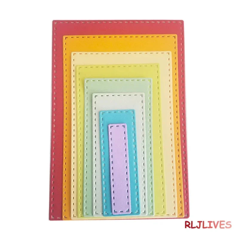 8-Piece Rectangle Frame Cutting Dies – DIY Scrapbooking Set