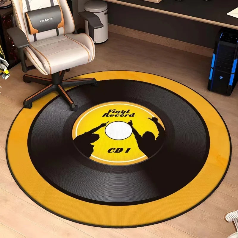 Round Music Record Rug – Non-Slip Bedroom Floor Mat