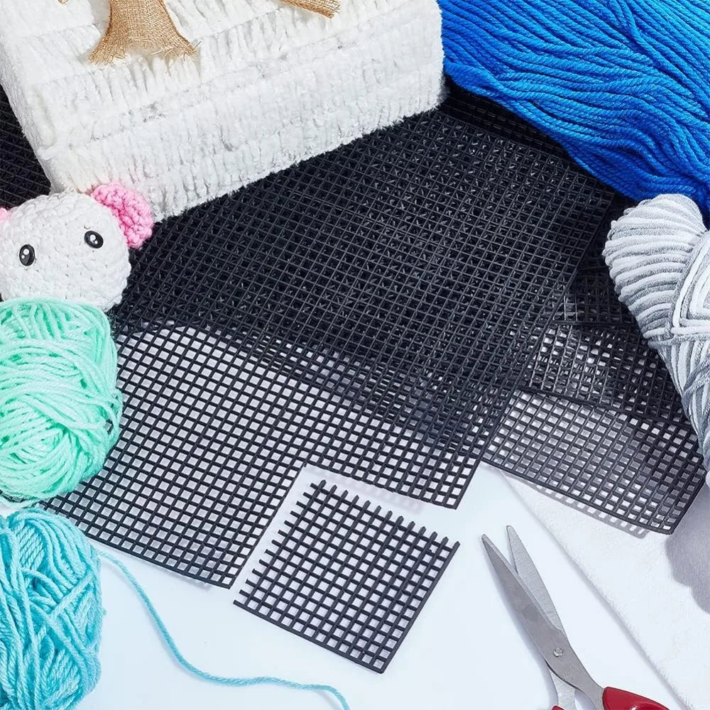 5-Pack Black Plastic Mesh Canvas Sheets for Yarn & Crochet