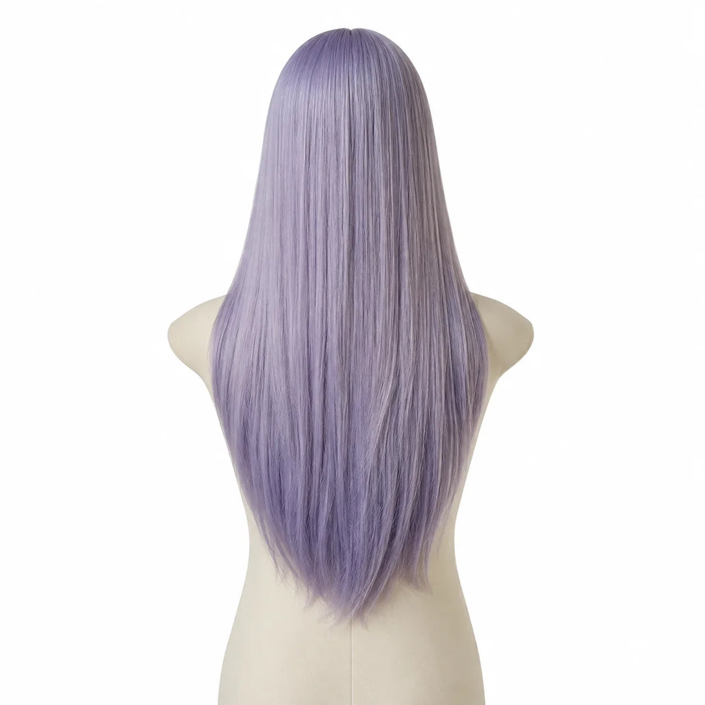 Purple Long Straight Wig – Lolita Blunt Bangs Y2K Cosplay