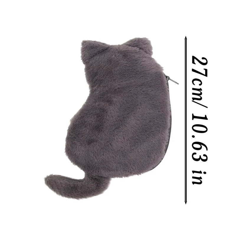 Cartoon Cat Plush Pencil Case – Large Capacity Pen Pouch