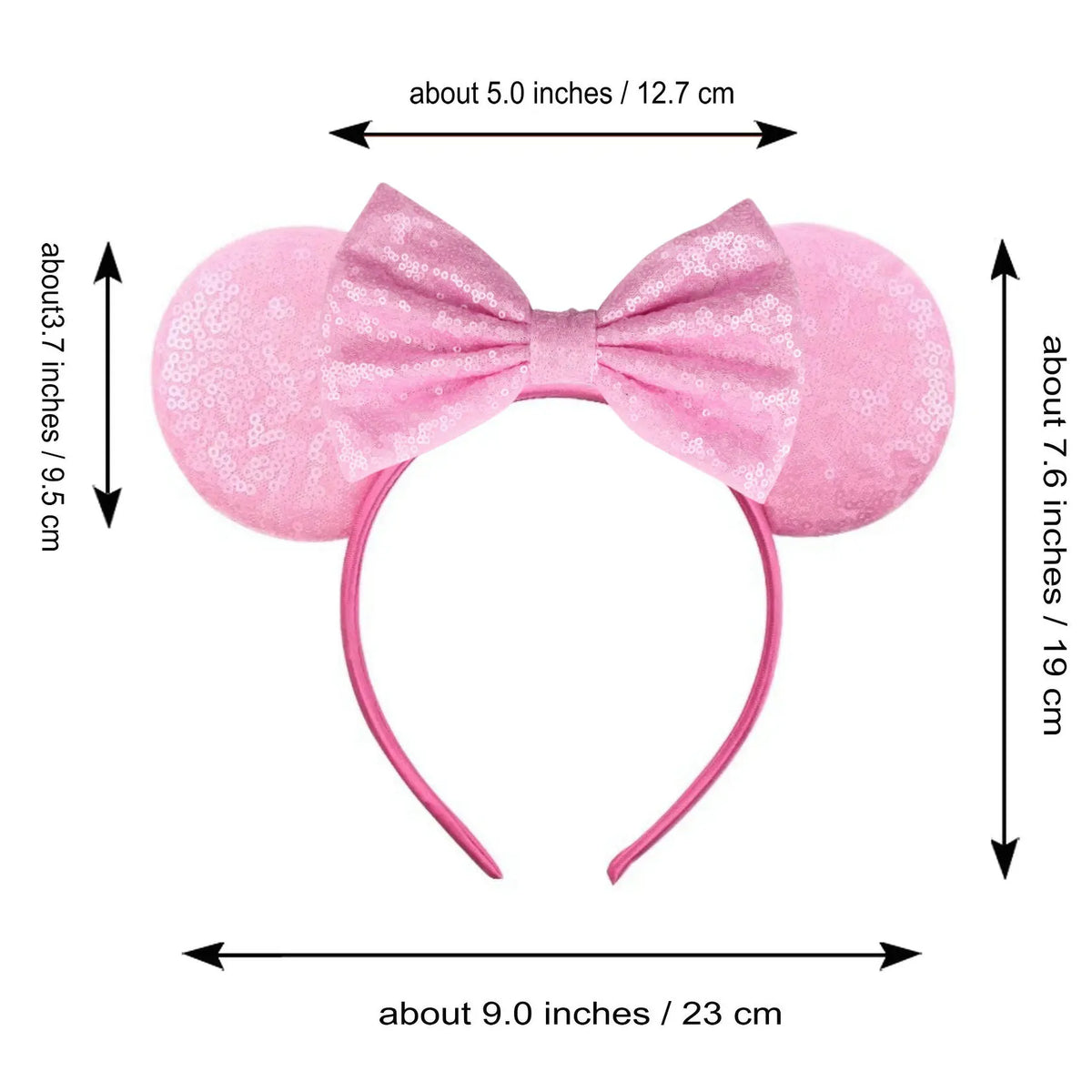 Matte Pink Mouse Ears Headband – Big Bow Party Hairband