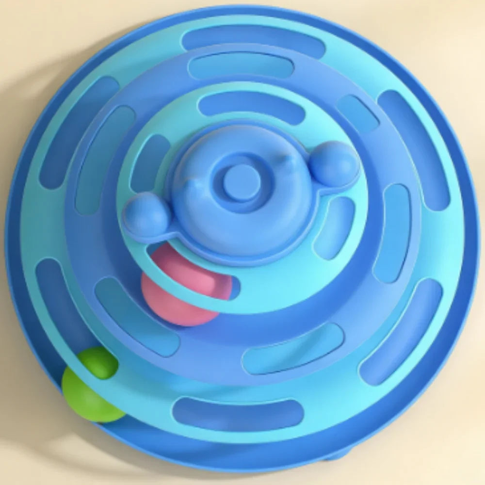 Interactive Cat Tower Toy – Roller Balls, Track & Feather