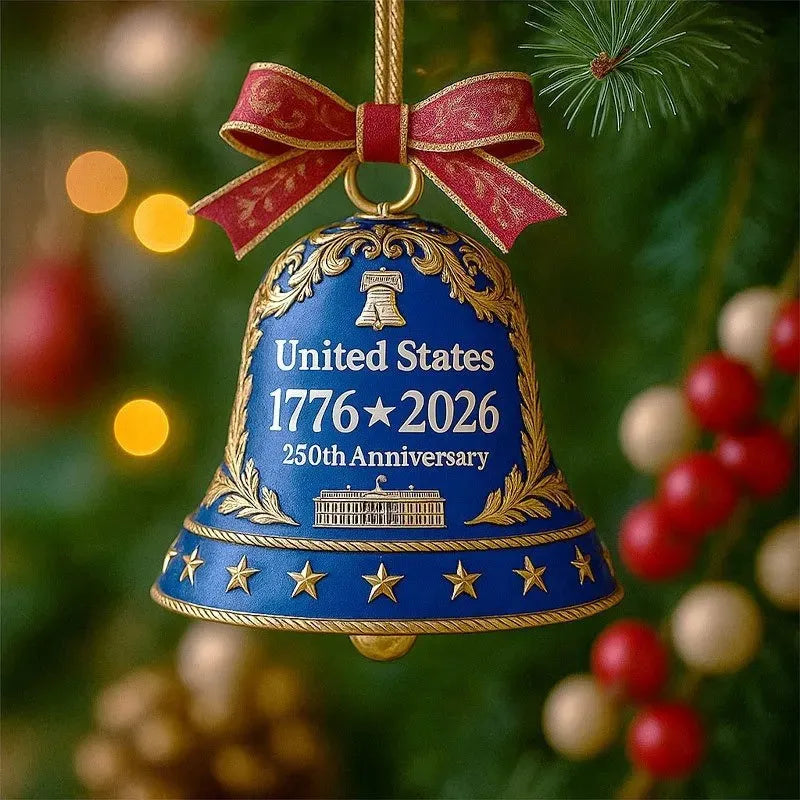 USA 250th Anniversary Bell Ornament | Patriotic Acrylic Decor
