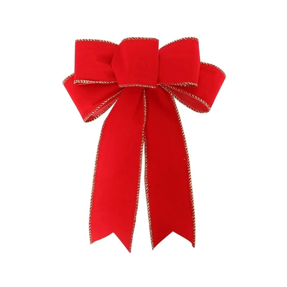 Linen Ribbon Bow Christmas Wreath & Tree Decoration – 2-Pack