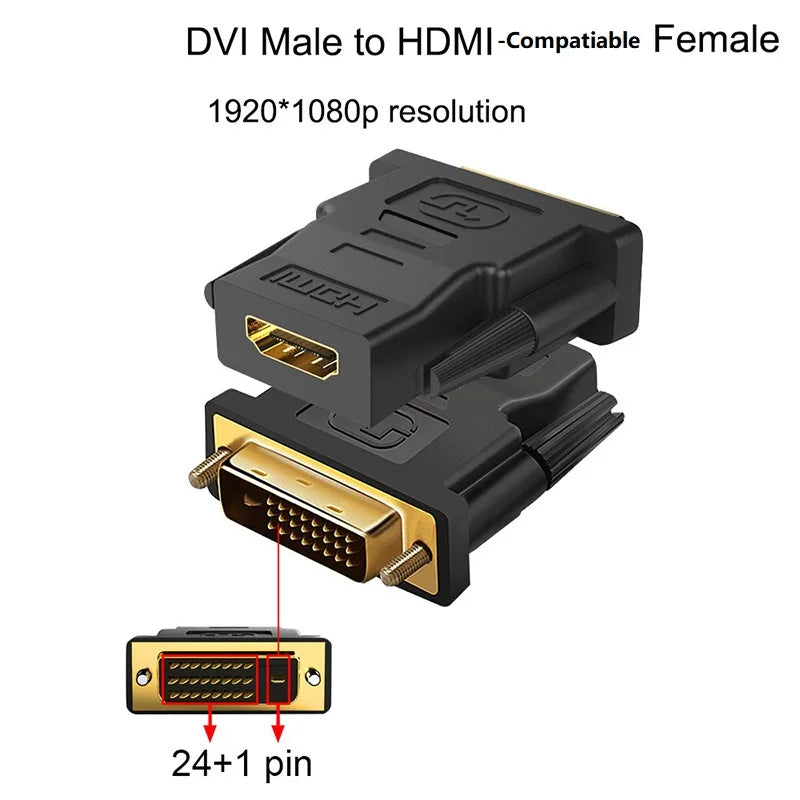 DVI to HDMI Adapter – DVI 24+1 Male to HDMI Female Converter