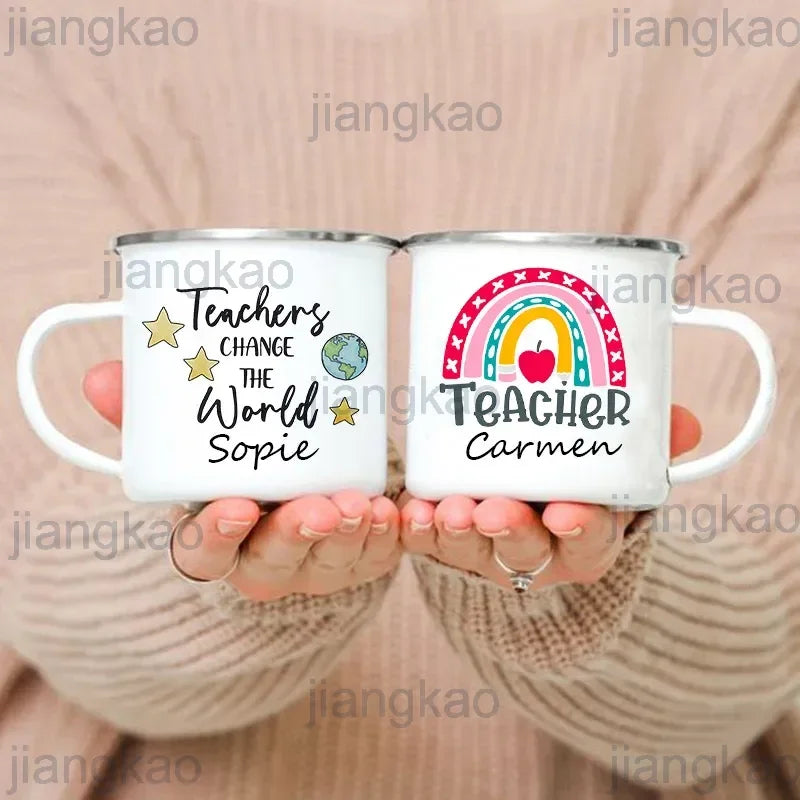 Personalized Custom Name Enamel Mug – Retro Coffee Cup Gift