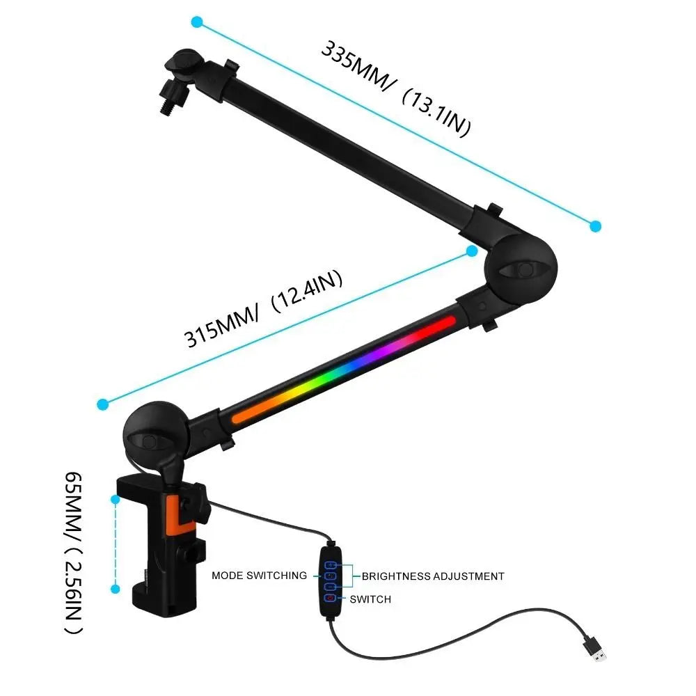 360° Adjustable Microphone Boom Arm Desktop Stand | RGB & Normal