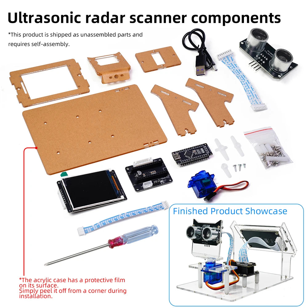 HU-091 Ultrasonic Radar Scanner DIY Kit – LCD & Graphical Coding