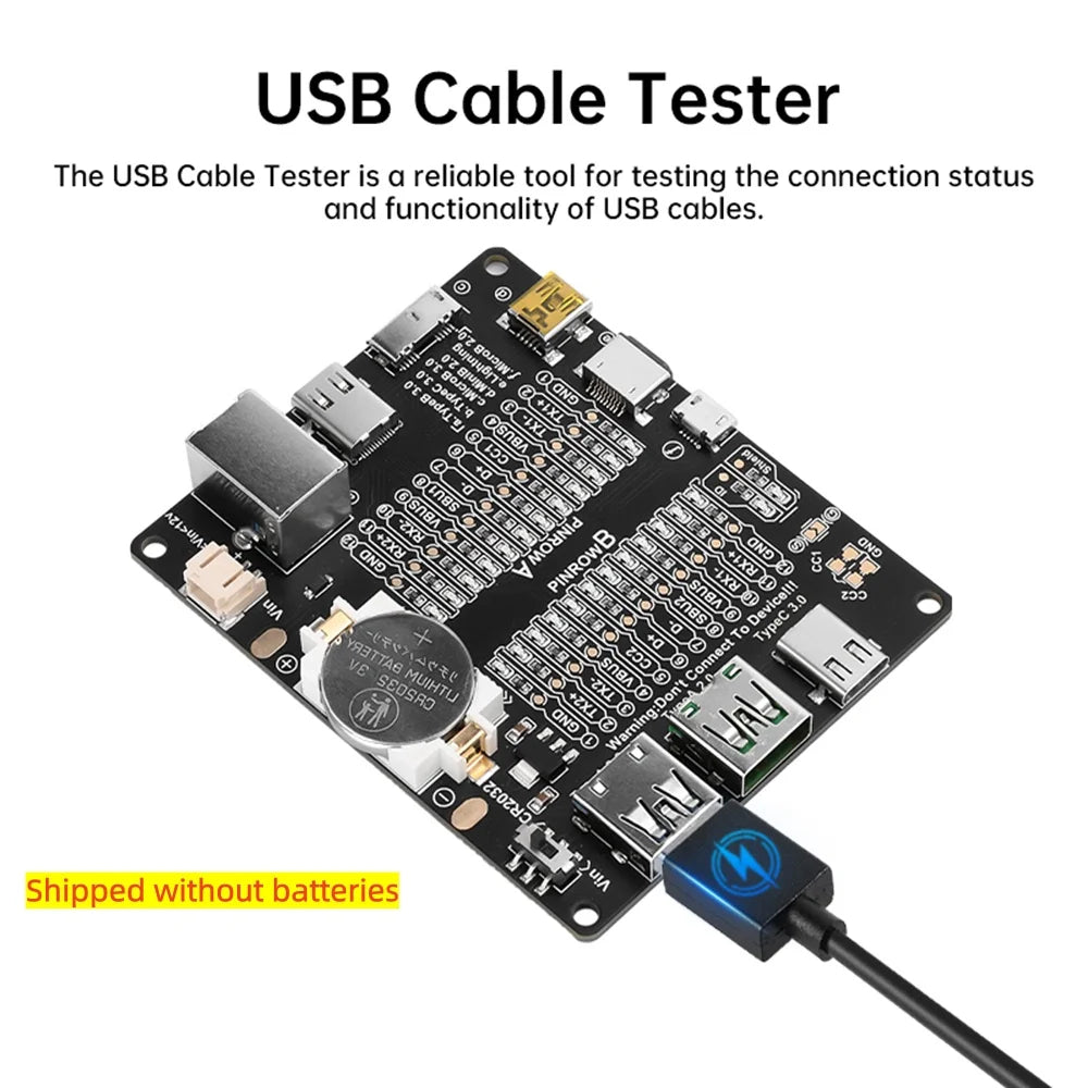 USB Cable Tester Board – Type-C, Micro & Lightning LED Tester