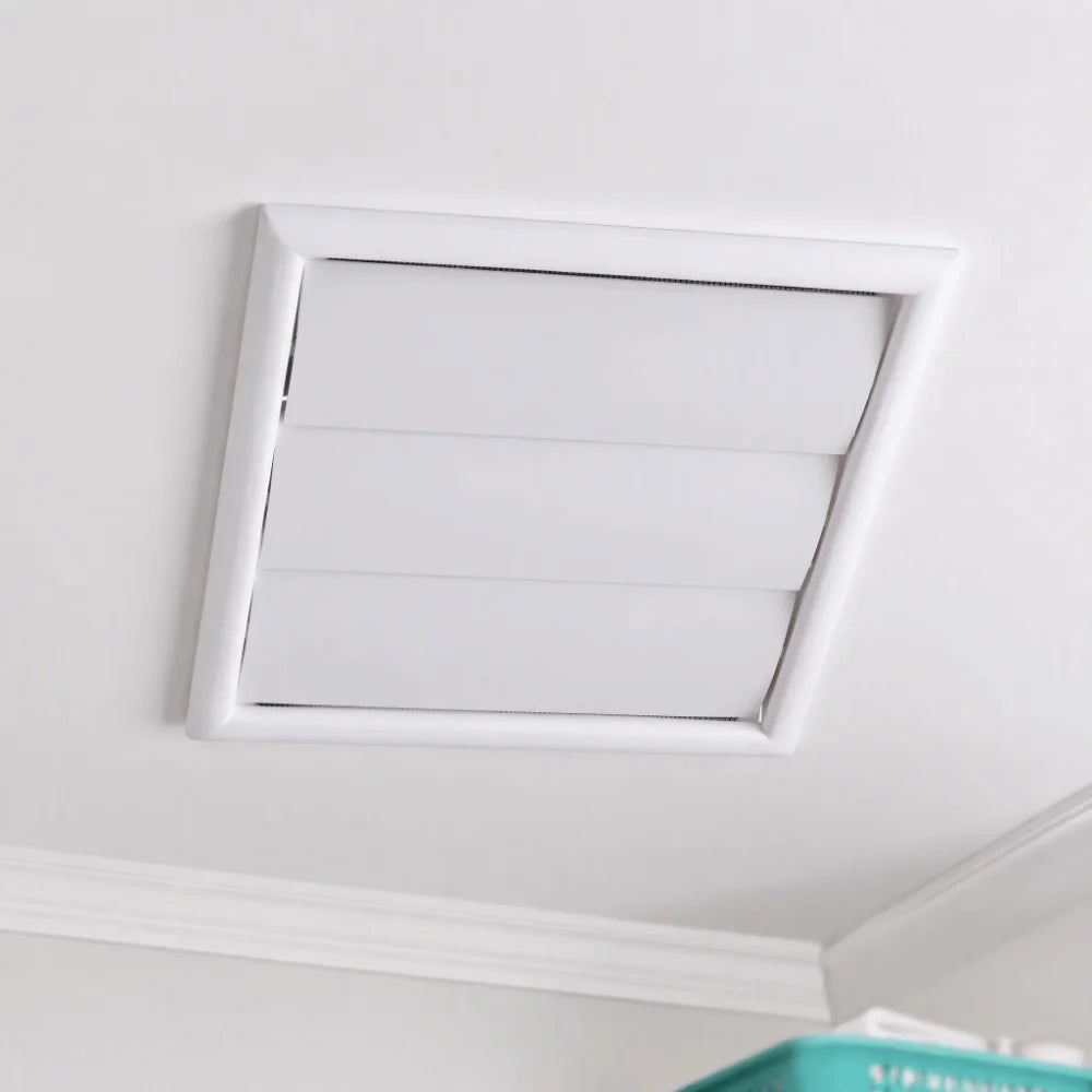 6-Inch Louvered Wall Vent Grille with Fly Screen – White