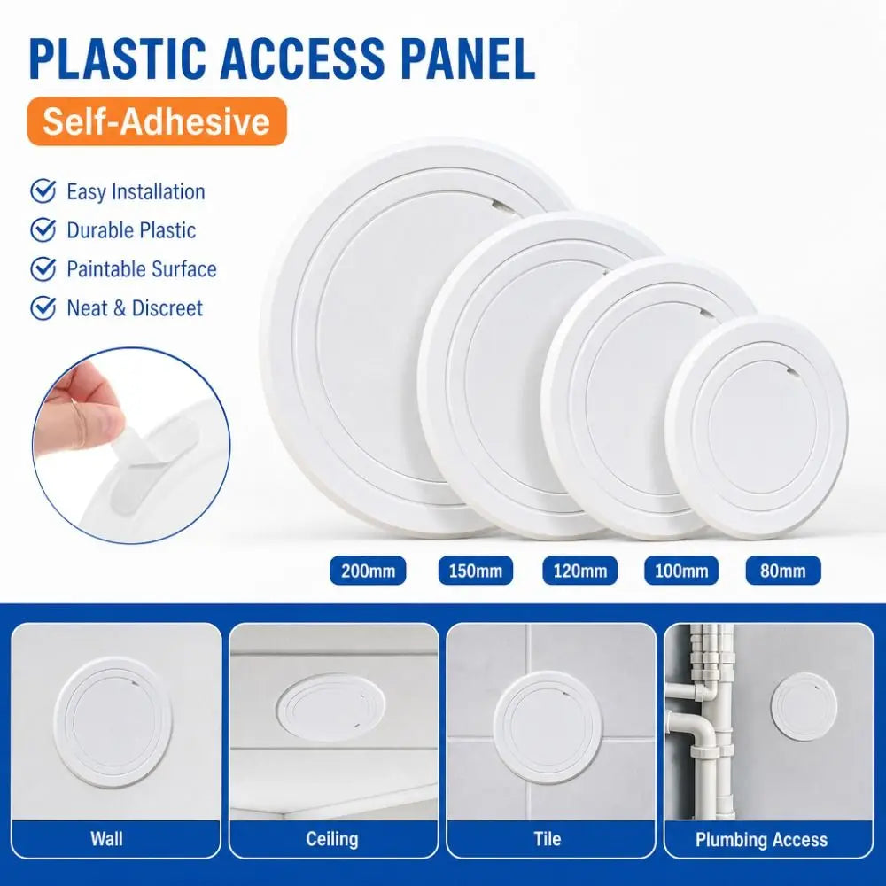 Round PVC Access Panel – Self-Adhesive Hinged Wall Hatch