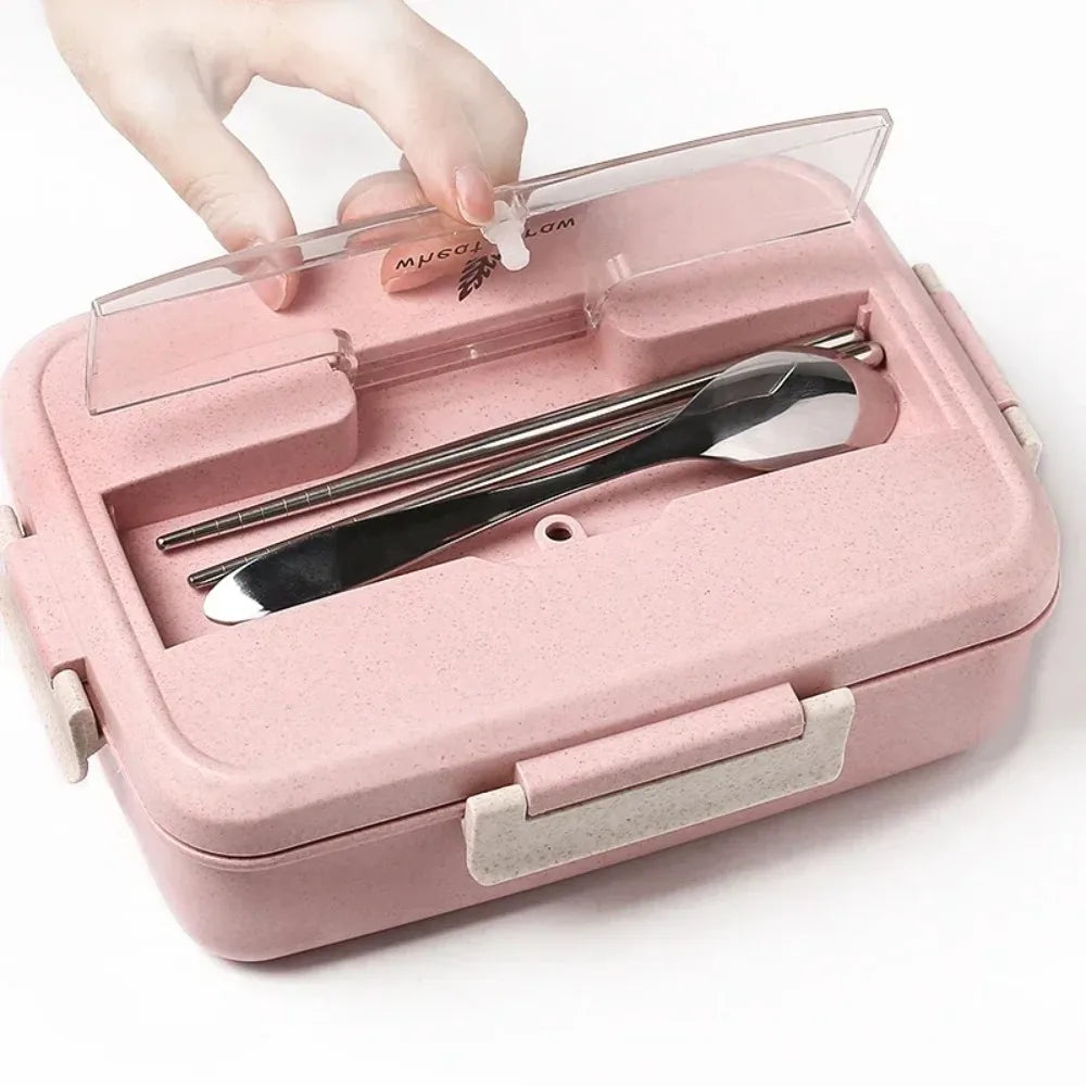 Wheat Straw Bento Lunch Box with Spoon & Chopsticks