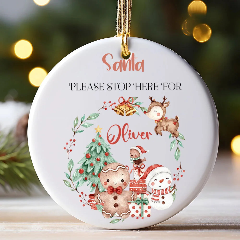 Personalized Christmas Ceramic Ornament – Custom Name Kids