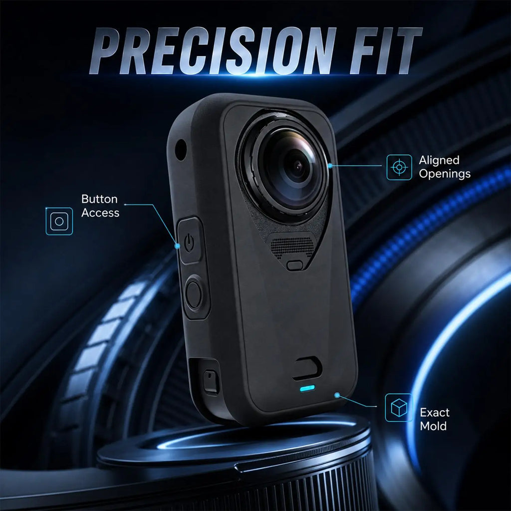 Insta360 X6 Silicone Case with Lens Cap – Shockproof Black