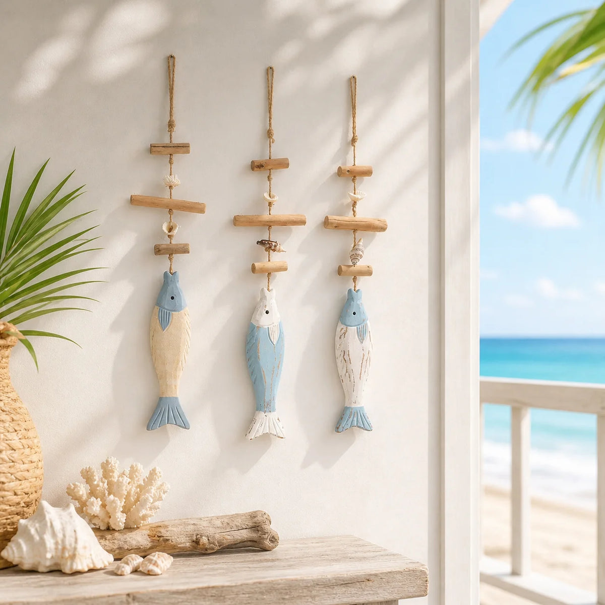 Coastal Wooden Fish Wall Hanging | Nautical Beach Decor