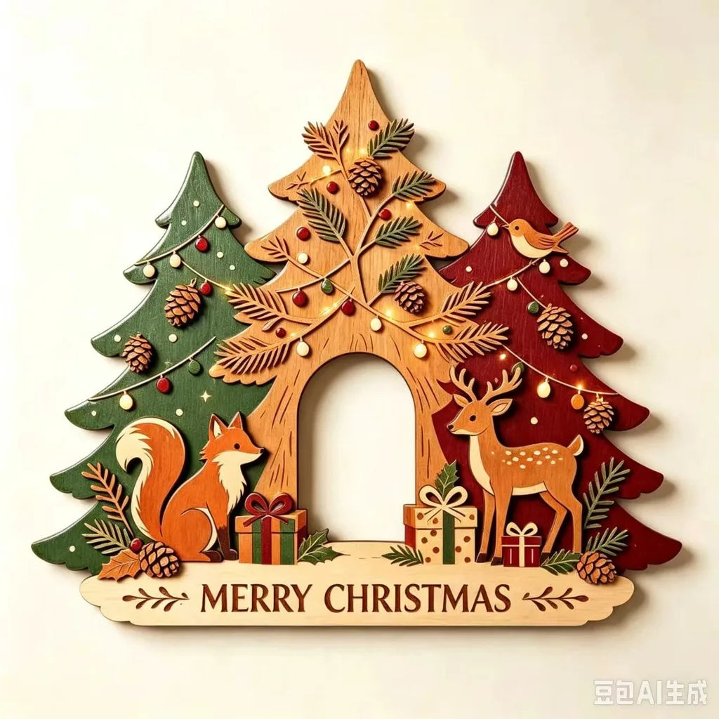 Wooden Christmas Tree Hanging Ornament | Holiday Wall Décor