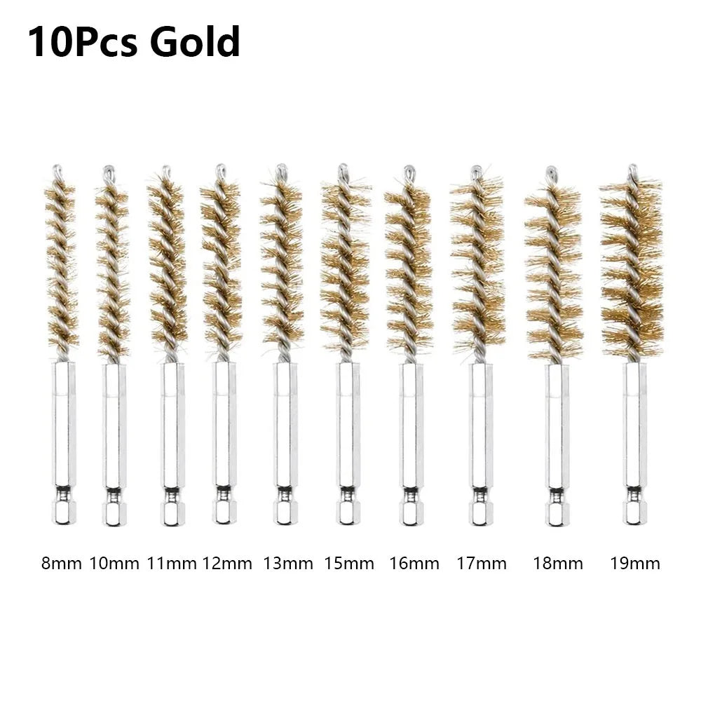 Stainless Steel Bore Brush Set | 1/4" Hex Shank 8–25mm 6–14 Pcs