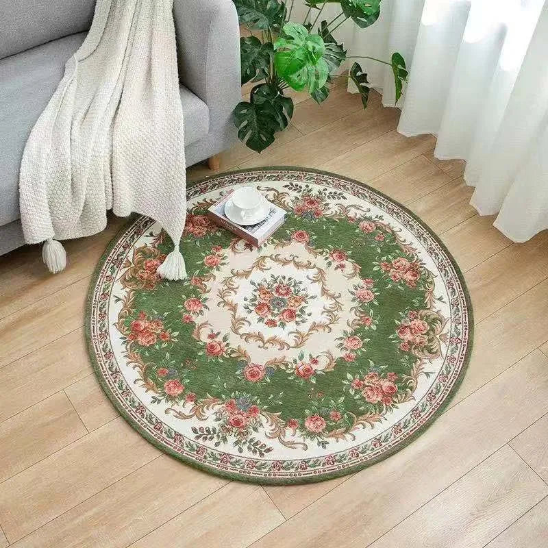 Vintage Persian Round Area Rug | Bohemian Ethnic Bedroom Decor