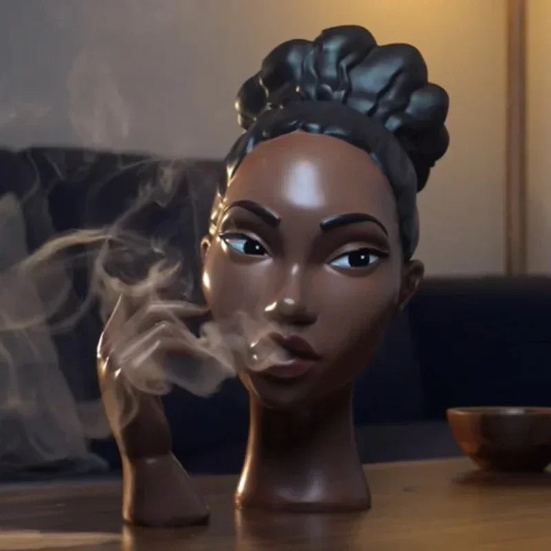 Black Woman Sculpture Aromatherapy Incense Burner | Resin Art