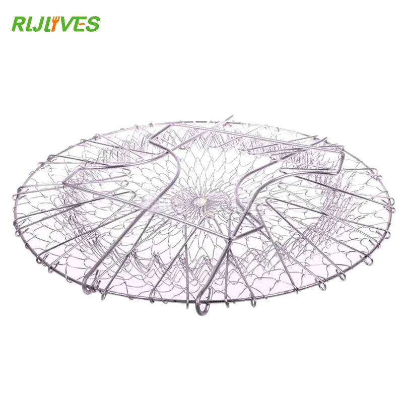 Foldable Stainless Steel Fry Colander & Mesh Strainer Basket