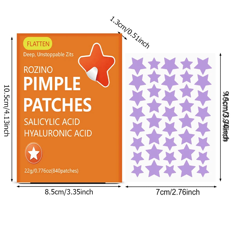 ROZINO 840-Pc Star Hydrocolloid Acne Patches – Colorful Face Stickers