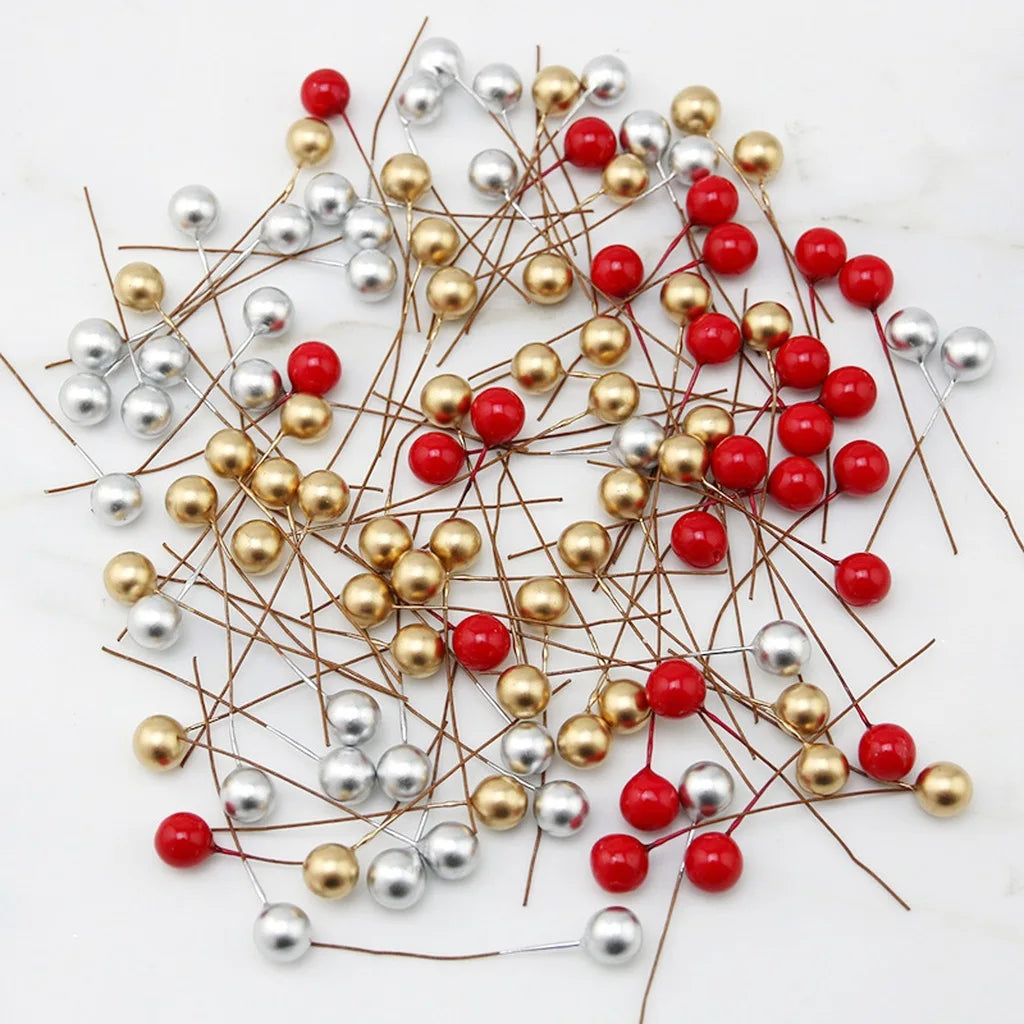 100pcs Mini Berry Picks 6cm Artificial Fruit Christmas Décor