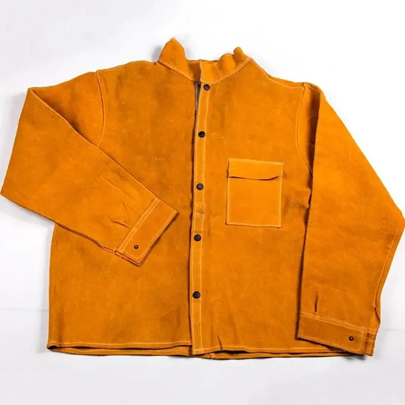 Cowhide Leather Welding Jacket – Flame-Resistant Unisex L/XL
